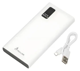 Extralink EPB-067W bílá / Powerbanka / 10 000 mAh / 2x USB-A + USB-C / 22,5W / LED displej (EX.19492)
