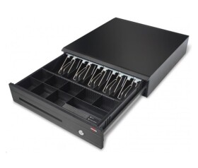 Virtuos pokladní zásuvka C425C, s kabelem 24V, kov. držáky, 9-24V, černá