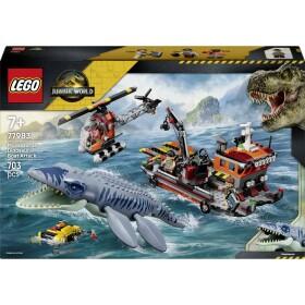 77983 LEGO® JURASSIC WORLD™ Mozaroura na loď; hračka; hrací sada pro válečkové hry se 3 minifigurami a s DINO postavou; dárková ideální pro děti od 7 let