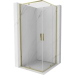 MEXEN - Exo čtvercový křídlový sprchový kout 70 x 70, transparent, zlato 8110-070-070-50-00