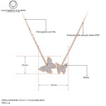 Ocelový náhrdelník se zirkony Claudia - chirurgická ocel, motýl, Zlatá 42 cm + 5 cm (prodloužení)