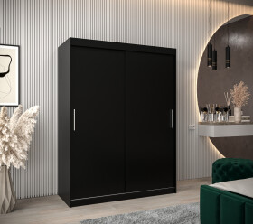Šatní skříň Abi T0 s posuvnými dveřmi Barva korpusu: Černá, Rozměry: 150 cm, Dveře: Černá