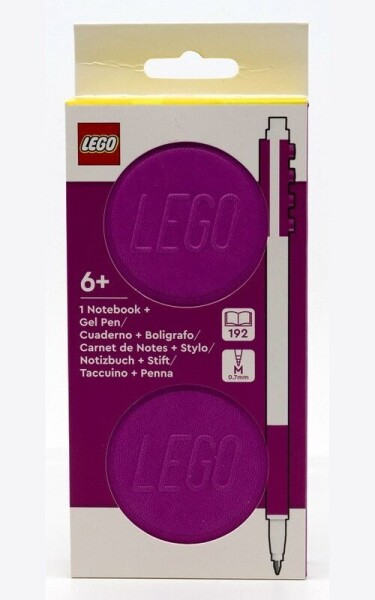 LEGO Zápisník 1x2 s gelovým perem jako klipem - fialový