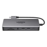 UGREEN CM681 15978 USB-C HUB / dokovací stanice / 4x USB / 2x HDMI / DisplayPort / AUX / PD 100W (15978)