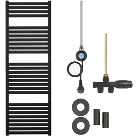 CERANO Koupelnový radiátorový set Vincenzo - kombinované vytápění, wifi tyč - boční jednobodové připojení - 300W - černá matná - 1330x450 mm