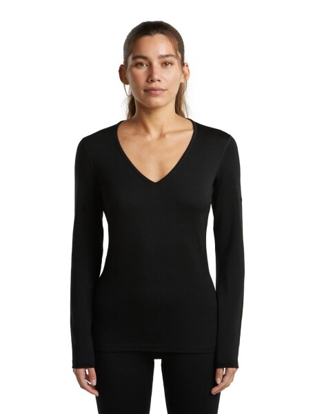 Dámské merino triko s dlouhým rukávem ICEBREAKER Wmns Merino 260 Tech LS V Neck, Black velikost: M