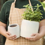 Ib Laursen Keramický obal na květináč Saigon White Small Menší, bílá barva, kov