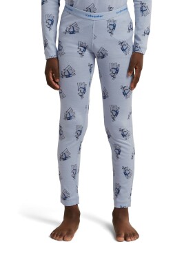 Dětské merino spodky ICEBREAKER Kids Merino 200 Oasis Leggings Bear Tour AOP, Zinc Blue/Aop velikost: 12