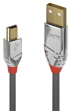 Lindy Cromo Line šedá / USB kabel / USB-A - Mini-USB B / 0,5 m / 480 Mbit/s (36630)