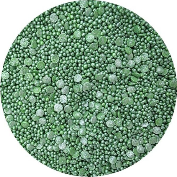 Cukrová zdobení metalické Zelené konfety mix 80g - I LOVE CAKES