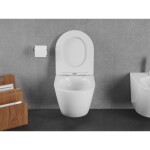 MEXEN/S - Lena Závěsná WC mísa Rimless Tornado včetně sedátka s slow slim, duroplast, bílá lesk 30220300T