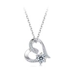 Stříbrný náhrdelník Josette 0,5 ct MOISSANITE + CERTIFIKÁT, Stříbrná 40 cm + 5 cm (prodloužení)
