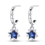 Stříbrné náušnice s modrými hvězdami - stříbro 925/1000, Modrá