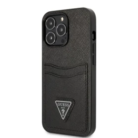 Pouzdro Guess Saffiano Double Card iPhone 13 Pro čierne