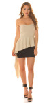 Sexy KouCla bandeau mini dress high low peplum BEIGE