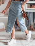 Džínová midi sukně s rozparkem MORETES modrá FashionStreet CY0481 XL