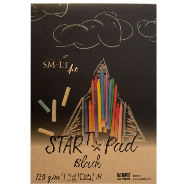 SM.LT Star Pad Black černý papír blok A4 120g 20 listů