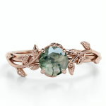 LUNICA Stříbrný prsten MECHOVÝ ACHÁT ROSE GOLD Velikost prstenu: 8 (EU: 57-58) 0687_8