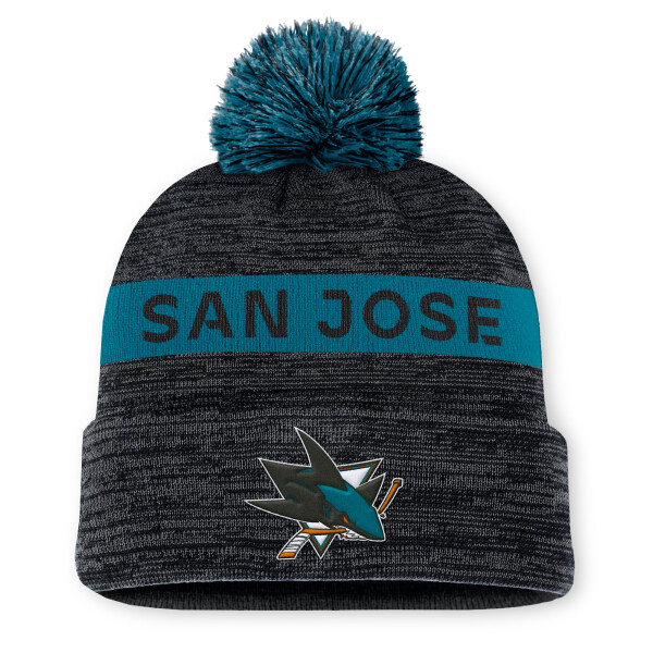Fanatics Pánská zimní čepice San Jose Sharks NHL Authentic Pro Rink Beanie Cuff With POM