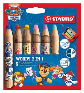 STABILO woody 3 in 1 PAW Patrol - 6 ks sada včetně ořezávátka - s potisky PAW Patrol