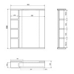 AQUALINE - KORIN STRIP zrcadlo s LED osvětlením a policemi 50x70x12cm KO355S