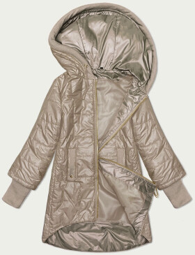 Dámská prošívaná bunda ve velbloudí barvě s ozdobnými stahovacími lemy S'West (B8345-12) odstíny béžové 48