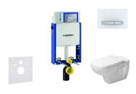 GEBERIT - Kombifix Modul pro závěsné WC s tlačítkem Sigma50, alpská bílá + Duravit D-Code - WC a sedátko, Rimless, SoftClose 110.302.00.5 NH8