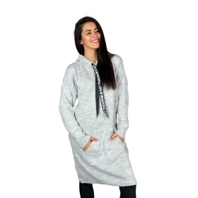 HOSH Pletené šaty EVELYN s kapucí Barva: Šedá