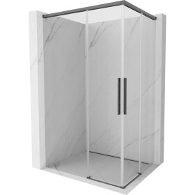 MEXEN/S - Rox Duo sprchový kout posuvný 95 x 85, transparent, grafit kartáčovaná 8C2D-095-085-66-00