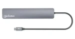 Manhattan 181167 šedá / USB hub / 4x USB-A + 3x USB-C / USB 3.2 Gen 2 / Power Delivery 100W (181167)