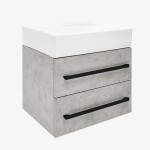 Koupelnová skříňka s umyvadlem a černou úchytkou SAT Cube Way 60x53x46 cm beton mat CUBE46C602BESATCWL CUBE46C602BESATCWL