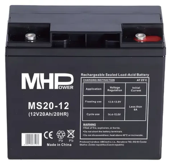 Carspa MHPower MS20-12 / Olověný akumulátor / AGM / 12V / 20Ah / T5 (MS20-12)