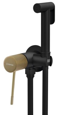 SAPHO - SOLARIS podomítková bidetová baterie se Stop sprškou, kulatá, černá/zlato mat WD040G