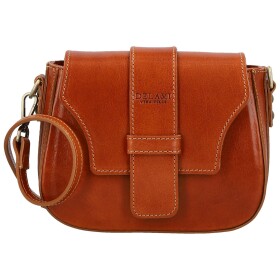 Luxusní dámská kožená crossbody kabelka Delami Vera Pelle Aviva, koňaková