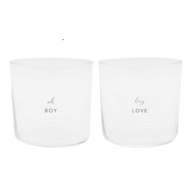 Eulenschnitt Sklenice na vodu Boy / Love 350 ml – set 2 ks, černá barva, čirá barva, sklo