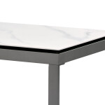Stůl konferenční, deska slinutá keramika 120x60, bílý mramor, nohy šedý kov
