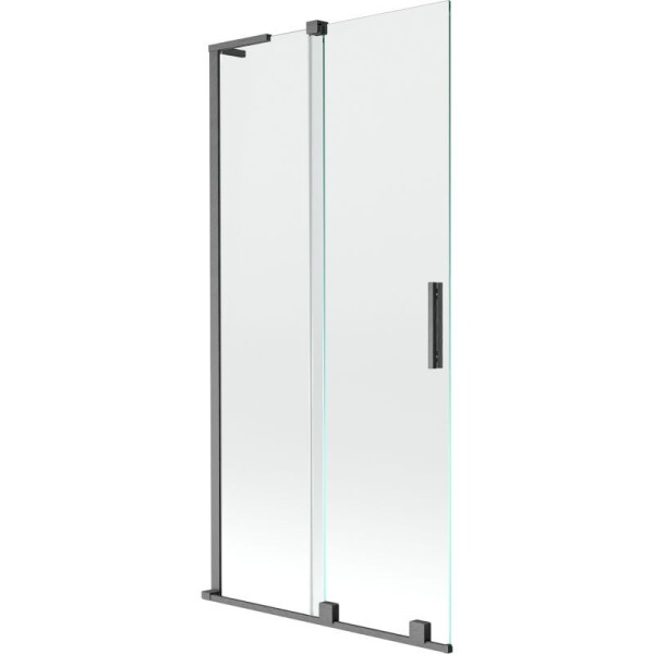 MEXEN/S - Velar L dvoukřídlá posuvná vanová zástěna 90 x 150, transparent, grafit kartáčovaná 896-090-003-01-66