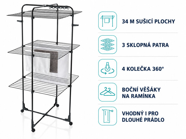 Leifheit Sušák na prádlo Classic Tower 340 Black 81471