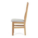 Dřevěná jídelní židle, potah stříbrná látka, masiv dub, přírodní odstín
