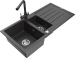 MEXEN/S - Andres granitový dřez s odkapávačem včetně baterie Duero, černá nakrapiany 6515-76-671600-76