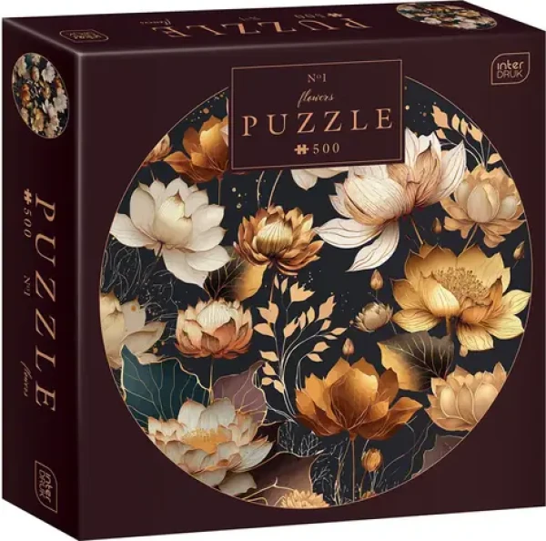 INTERDRUK Kulaté puzzle Flowers: Zlaté květy