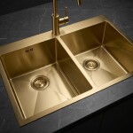 REA - Ocelový dřez Joel BRUSH GOLD bez kuchyňské baterie ZLE-06411