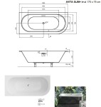 HOPA - Asymetrická vana AVITA SLIM+ - Nožičky k vaně - S nožičkami, Rozměr vany - 170 × 75 cm, Způsob provedení - Levé VANAVIT17SLIMLP+OLVPINOZ