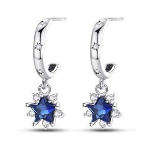 Stříbrné náušnice s modrými hvězdami - stříbro 925/1000, Modrá