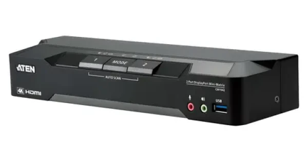 ATEN 2-Port 4K DisplayPort Dual černá / KVM přepínač / 2× PC / Dual-head / 4K / USB (CM1942-AT-G)