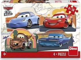 Puzzle Cars - Na cestě 4x54 dílků - Dino