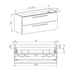 Mereo Bino, koupelnová skříňka s umyvadlem z litého mramoru 121 cm, bílá/dub CN673M