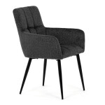 Židle jídelní, tmavě šedá látka, černý kov