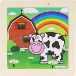 Dřevěné puzzle Farma: Duhový den