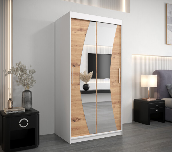 Šatní skříň Abi W0 Barva korpusu: Bílá, Rozměry: 100 cm, Dveře: Dub artisan